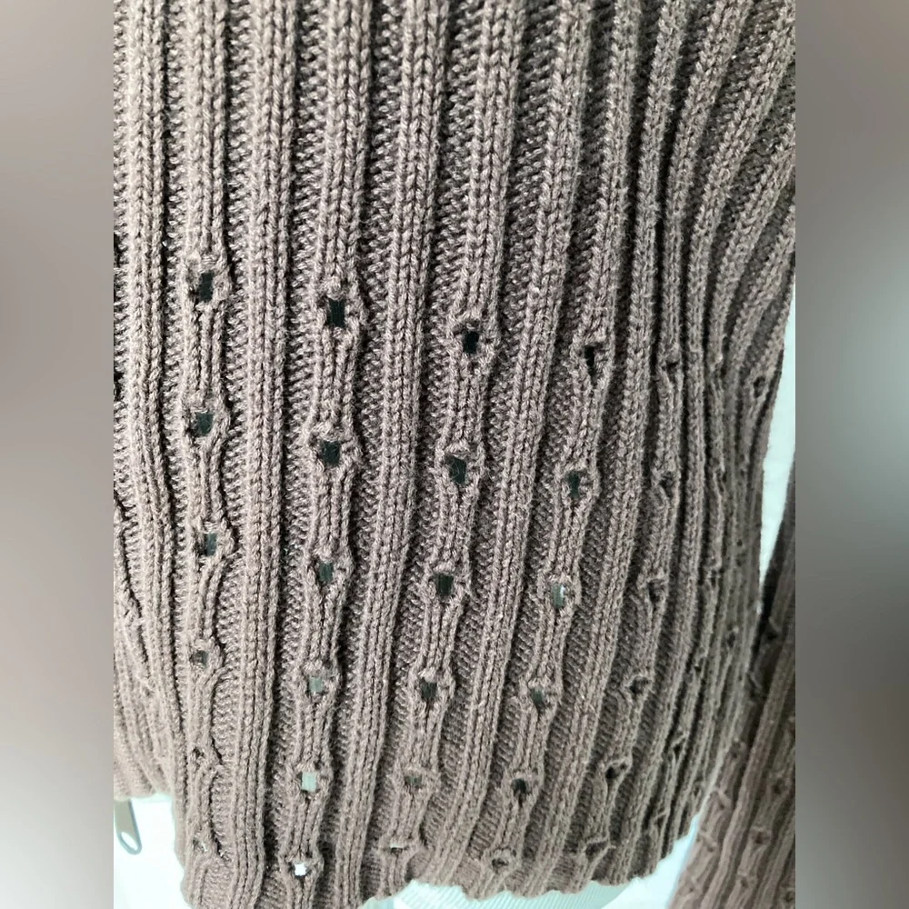 Vertical Design brown double zip knit jacket sweater rib knit construction ☆♡☆♥︎ - Picture 6 of 9